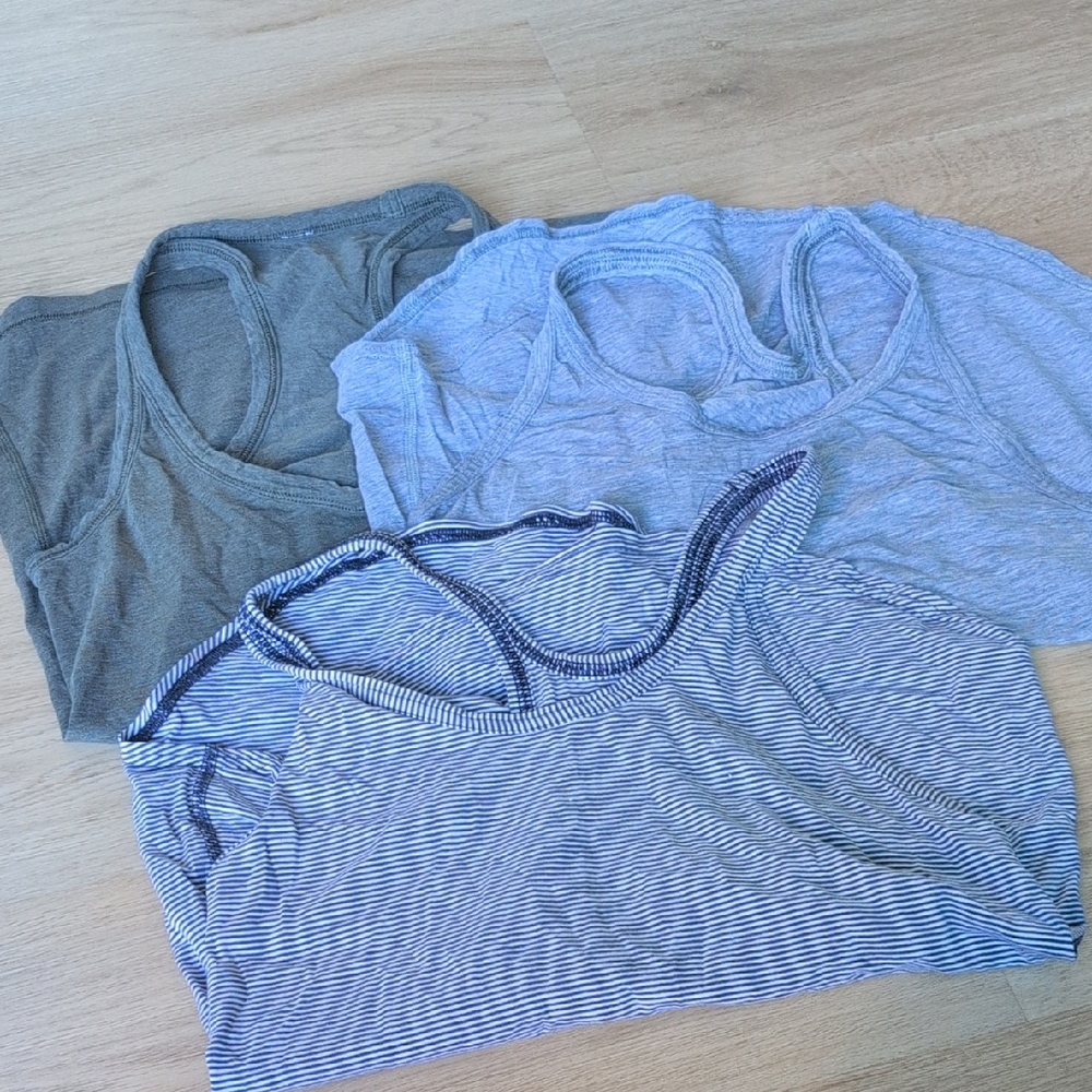 lululemon athletica Gray,Blue stripe, Green Tank Tops (3pack)
